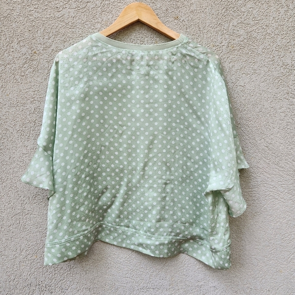NEW Zara Top Women’s Small Green Polka Dot 3/4 Sleeve Summer - Picture 2 of 9
